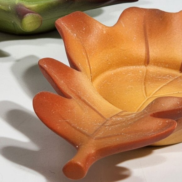 Autumn Leaf-Shaped Ceramic Candle Holders By PartyLite - Set Of 3 - Picture 11 of 11